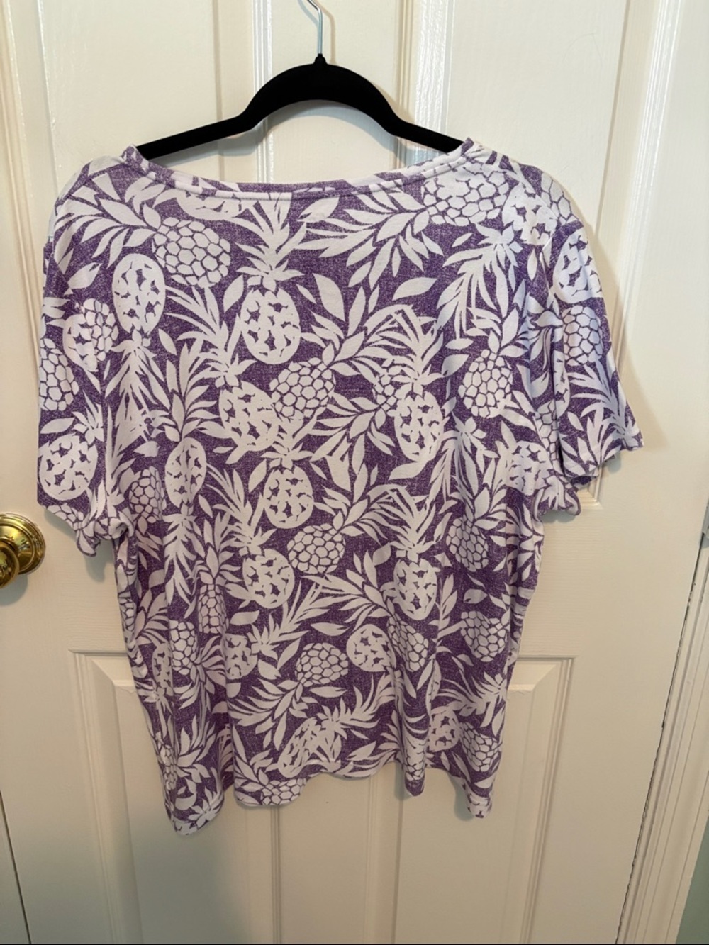 croft & barrow Purple and White Pineapple Print Short Sleeve Tee - Picture 3 of 4